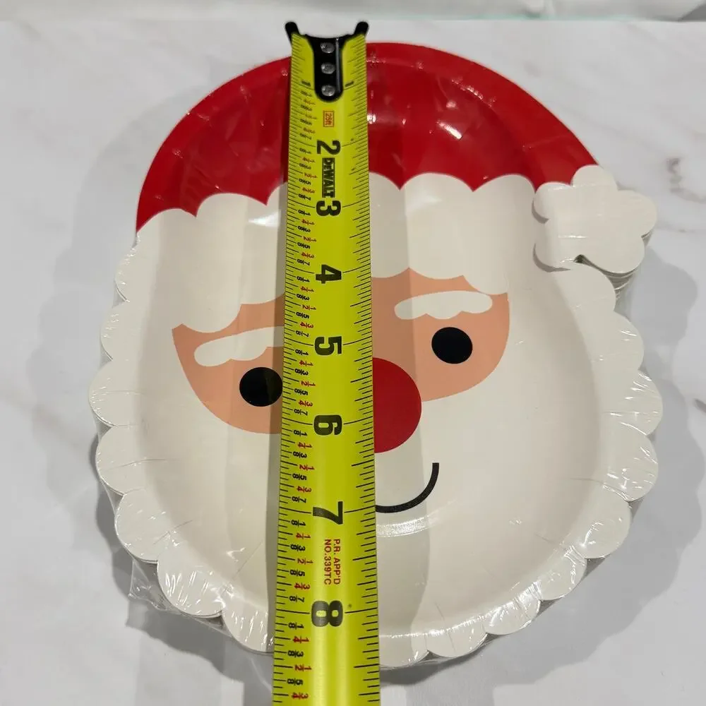 50 Pcs, Christmas Holiday Disposable Santa Paper Plates, Party Tableware